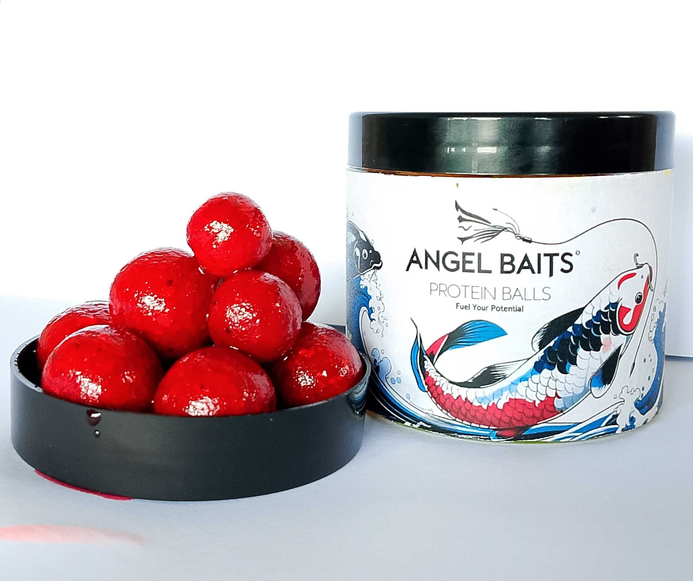 TRUSKAWKA kulki proteinowe haczykowe z dipem ANGEL BAITS