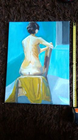 Obraz ręcznie malowany na płótnie Siedząca Kobieta