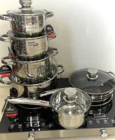 Набор посуды с крышками кастрюли сковорода zepline для всех плит