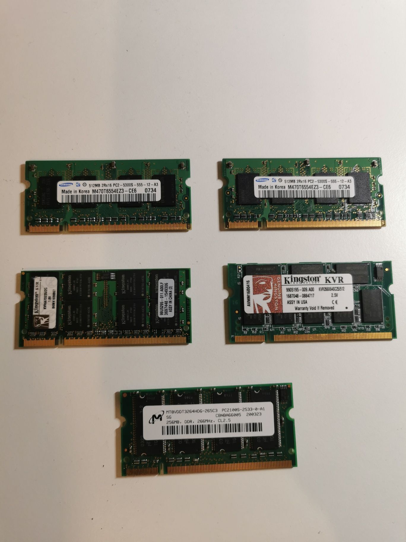 Pack de 5 memórias ram