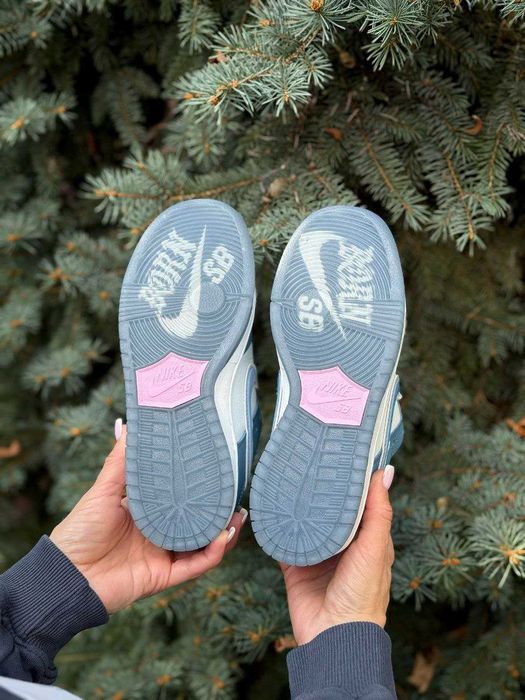 Жіночі кросівки Nіке Dunк Low білий з синім  3761 ТОП