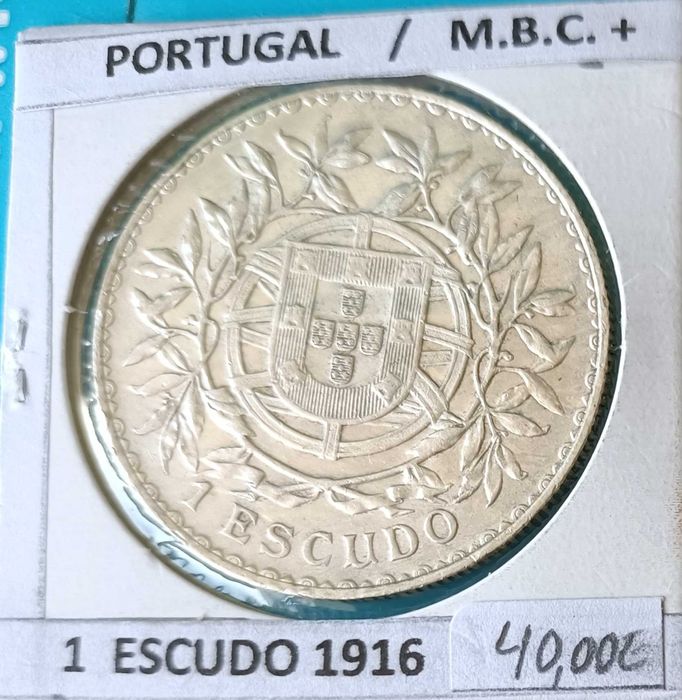 1 Escudo 1916 1ª República Portuguesa ( Prata )