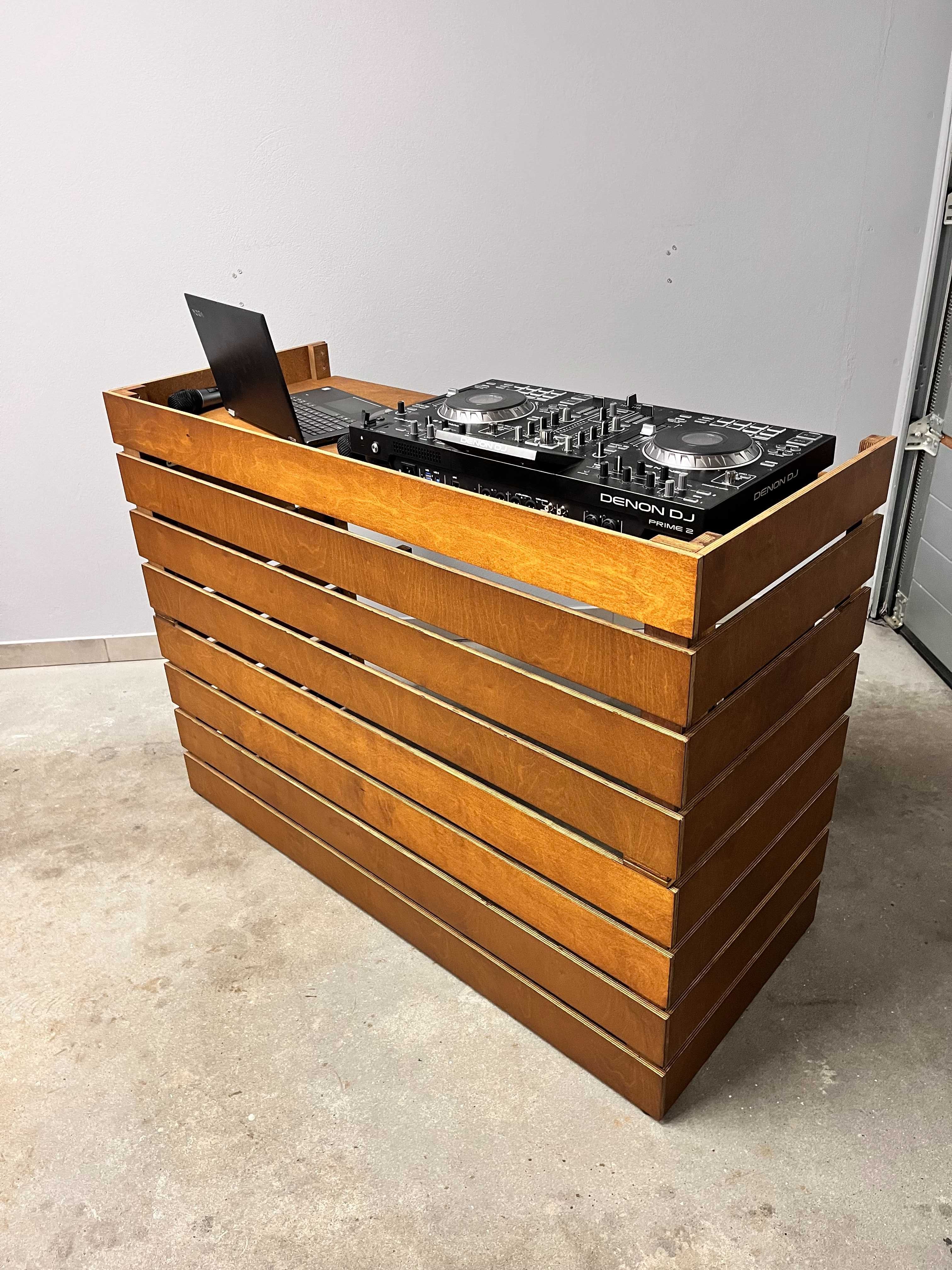Rustykalny drewniany stół stolik dla DJ rustykalne stanowisko wesele