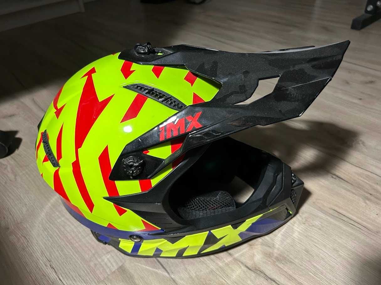 Kask  iMX Racing Fmx-02 Black/Fluo Yellow/Blue/Fluo Red Gloss Graphic