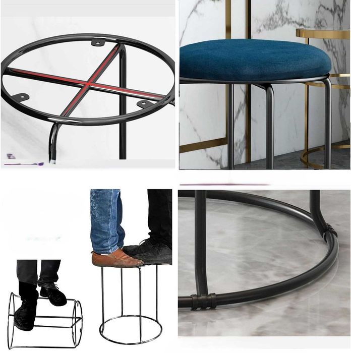 Taboret welurowy MOGUOBIN, zestaw 5 szt., kolor szmaragdowy