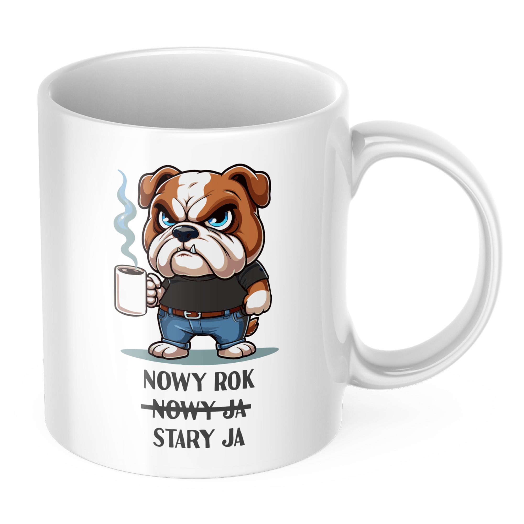 Kubek  330ml śmieszny nadruk PIES BULDOG na prezent święta