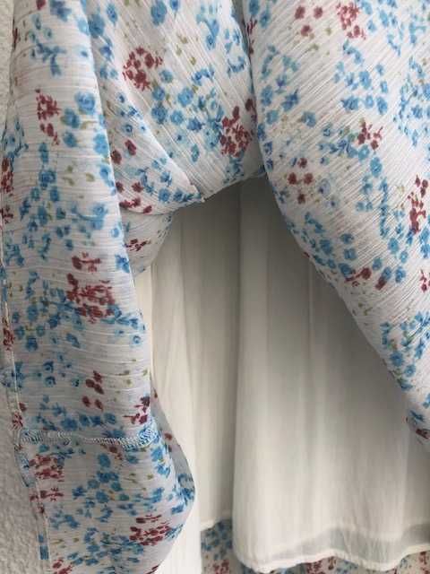 Saia estampada, com folho