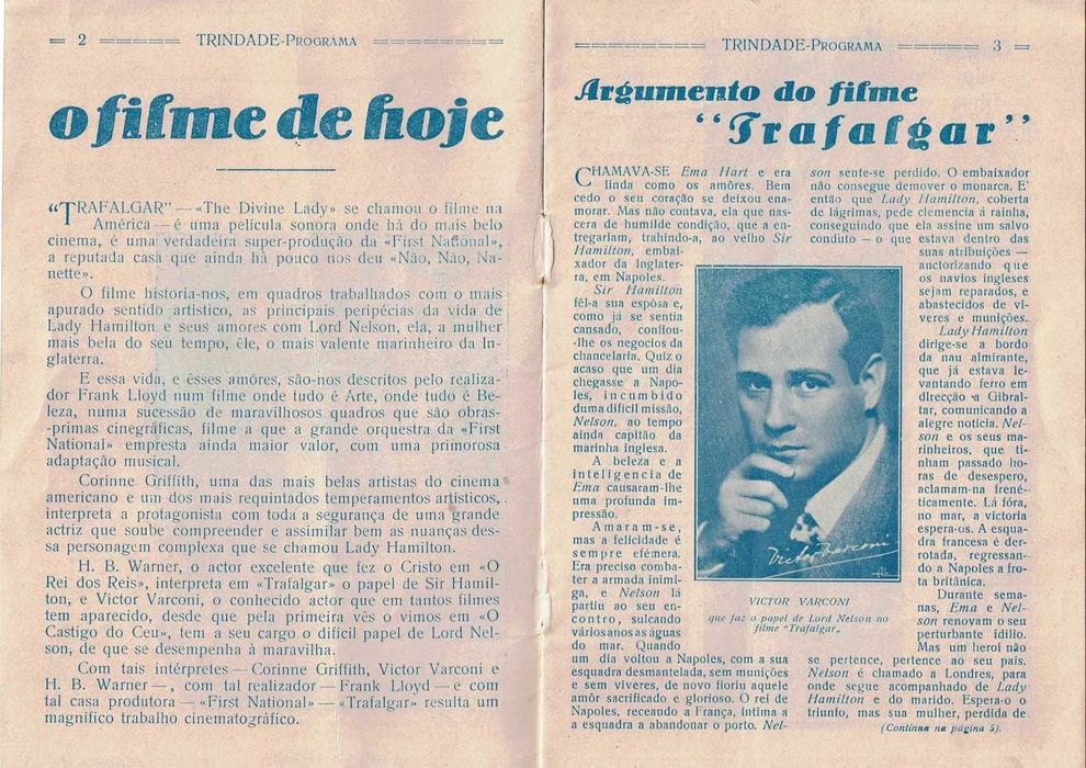 Corinne Griffith Rare original Portugal  film program 1931 Trafalgar