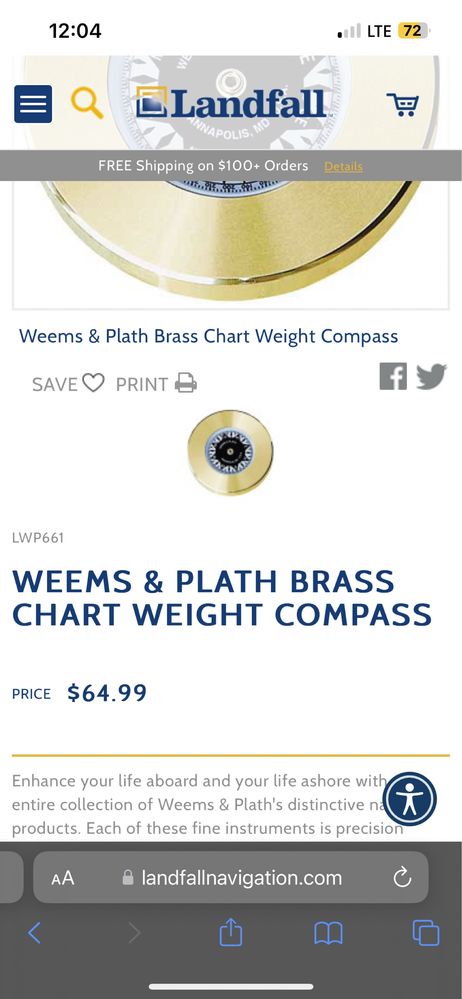 Kompas Weems & Plath złoty