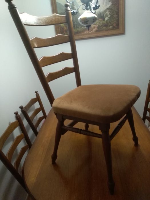 Stół i 6 krzeseł dębowe szuflada