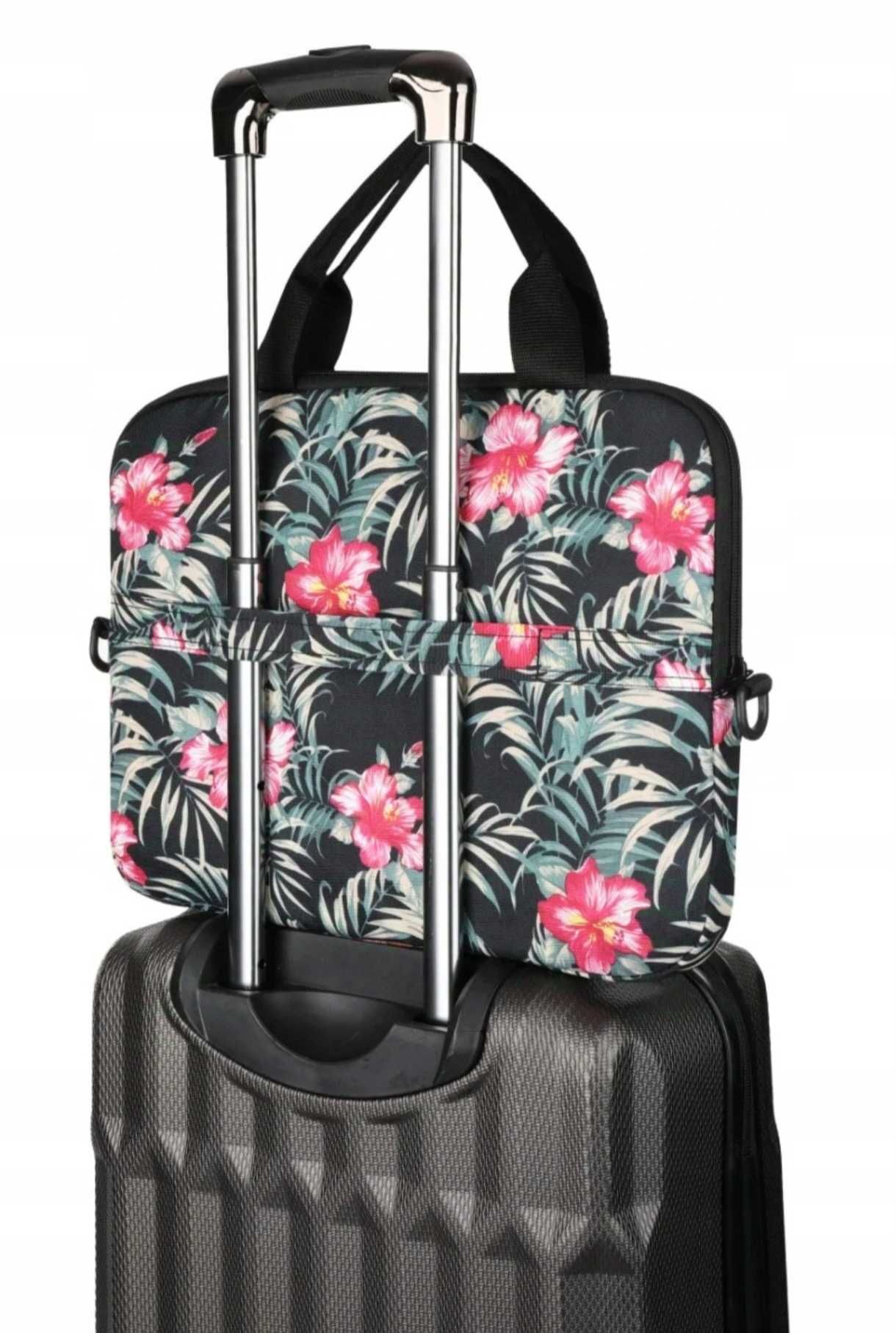 Damska Torba na Laptopa 15,6 Kwiaty na Ramię Elegancka Torba Slim
