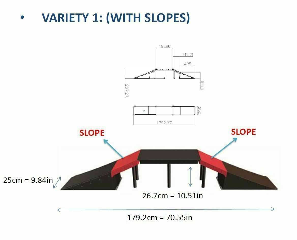 Conjunto rampa de 6 em 1 para skate patins em linha bicicleta