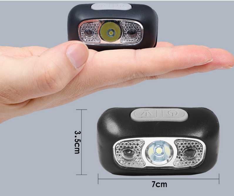 Продам ліхтарик налобний сенсорний з 3 режимами та USB-зарядкою.