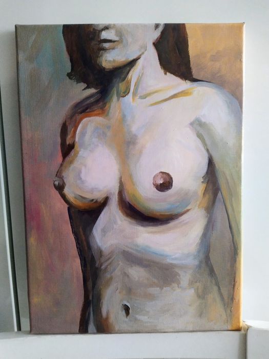 Akt ,,W brązie" olej na płótnie, 25 x 35 cm