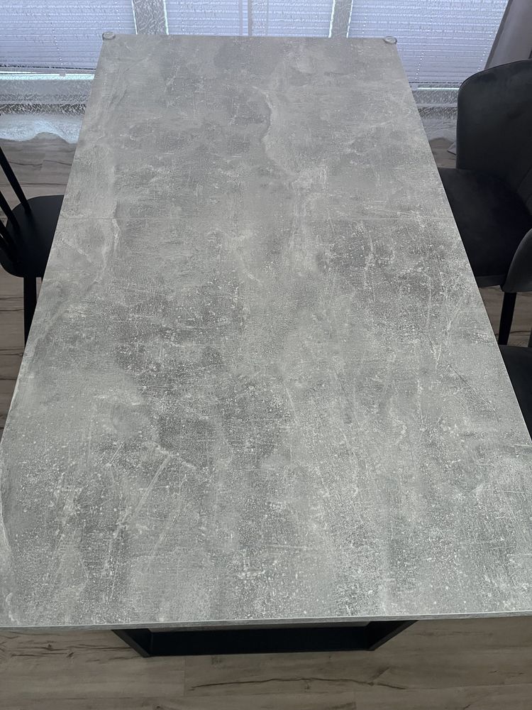 Cena ost. Stół rozkładany szary blat j.beton plus metalowe czarne nogi