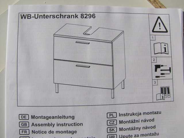 szafka pod umywalkę, biała, z dwiema szufladami Germania