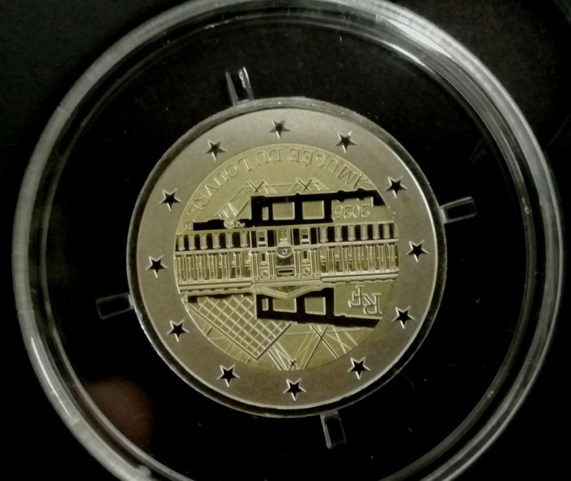 Moeda 2 Euros Proof Inverso Louvre