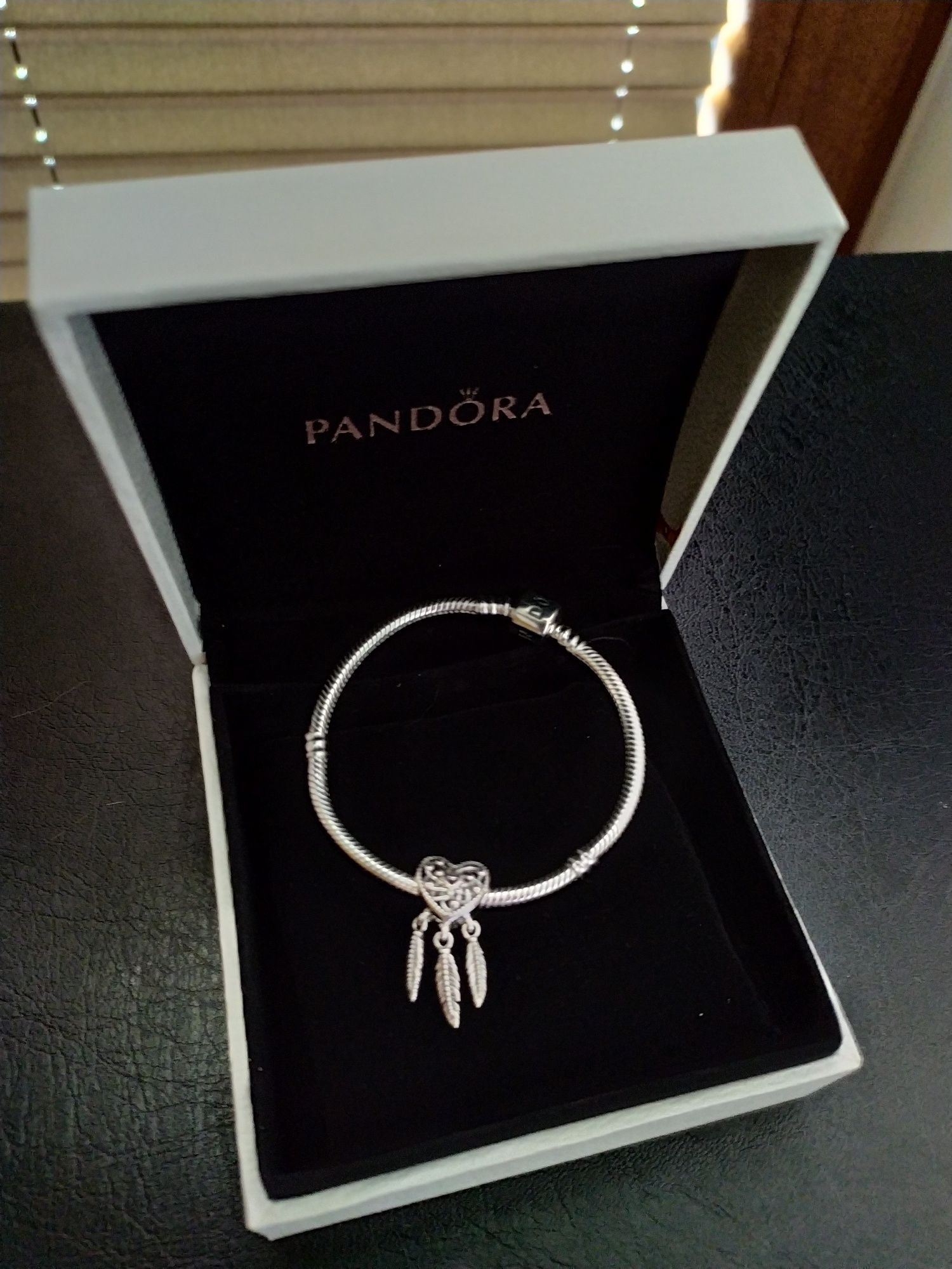 Bransoletka Pandora + charms łapacz snów + pudełko na prezent, Komplet