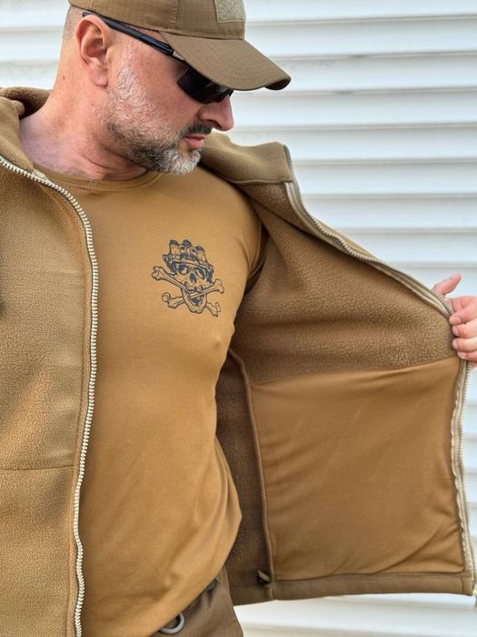 Кофта флісова тактична з капюшоном Грізлі Койот/Олива