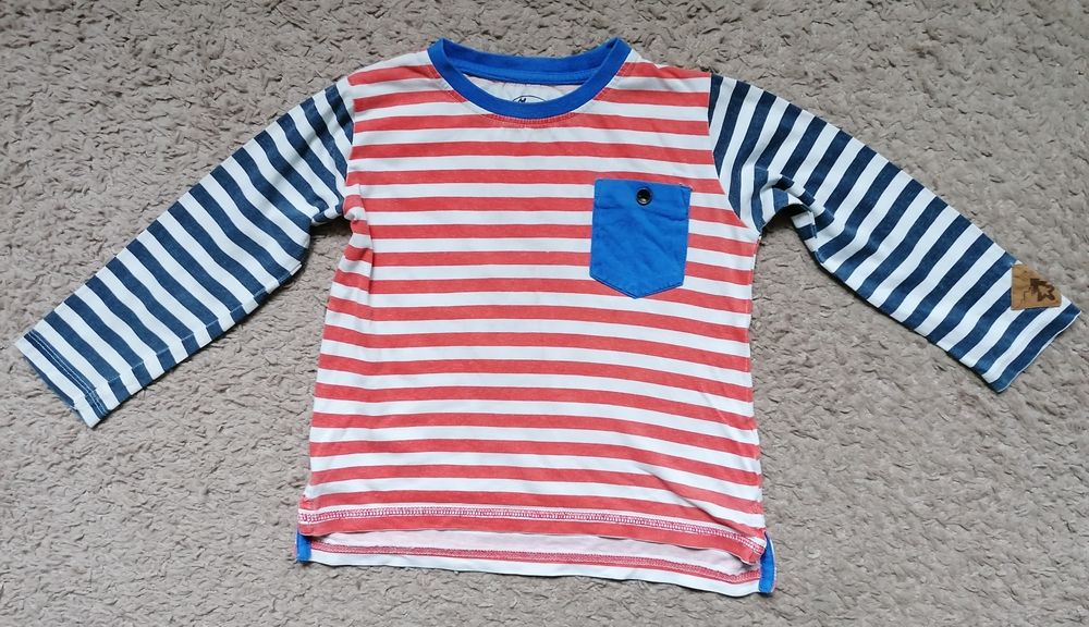 Bluzeczka biała na długi rękaw w paski roz 92 /98