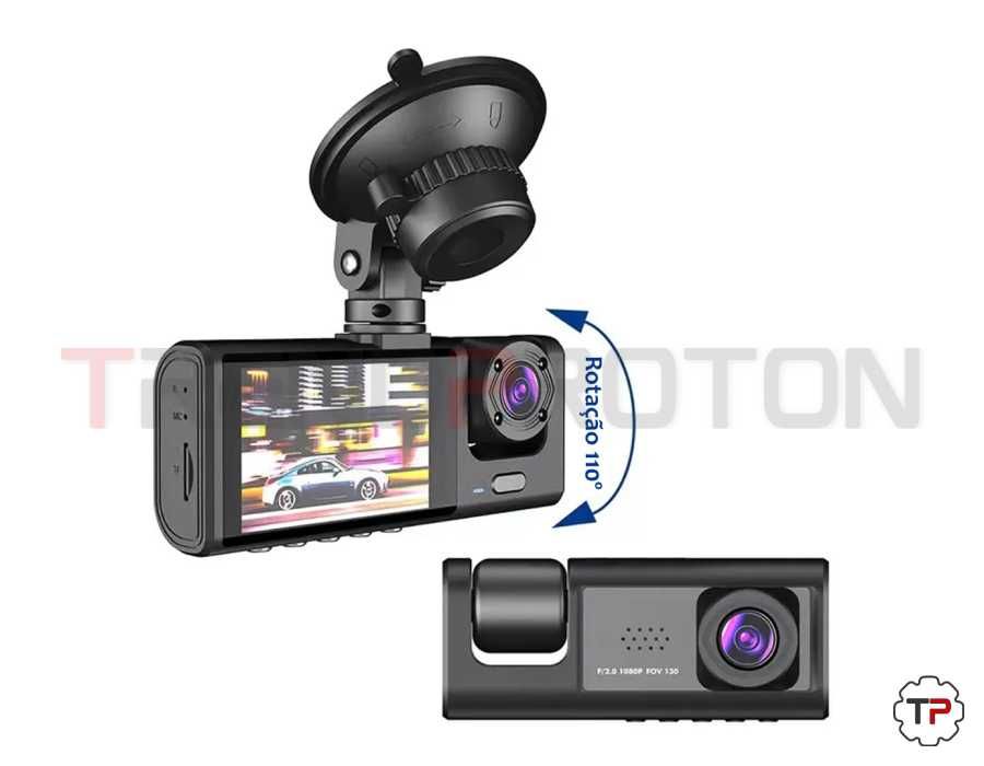 Dash Cam c/ 3 Câmaras (Traseira, Frontal e Interior)