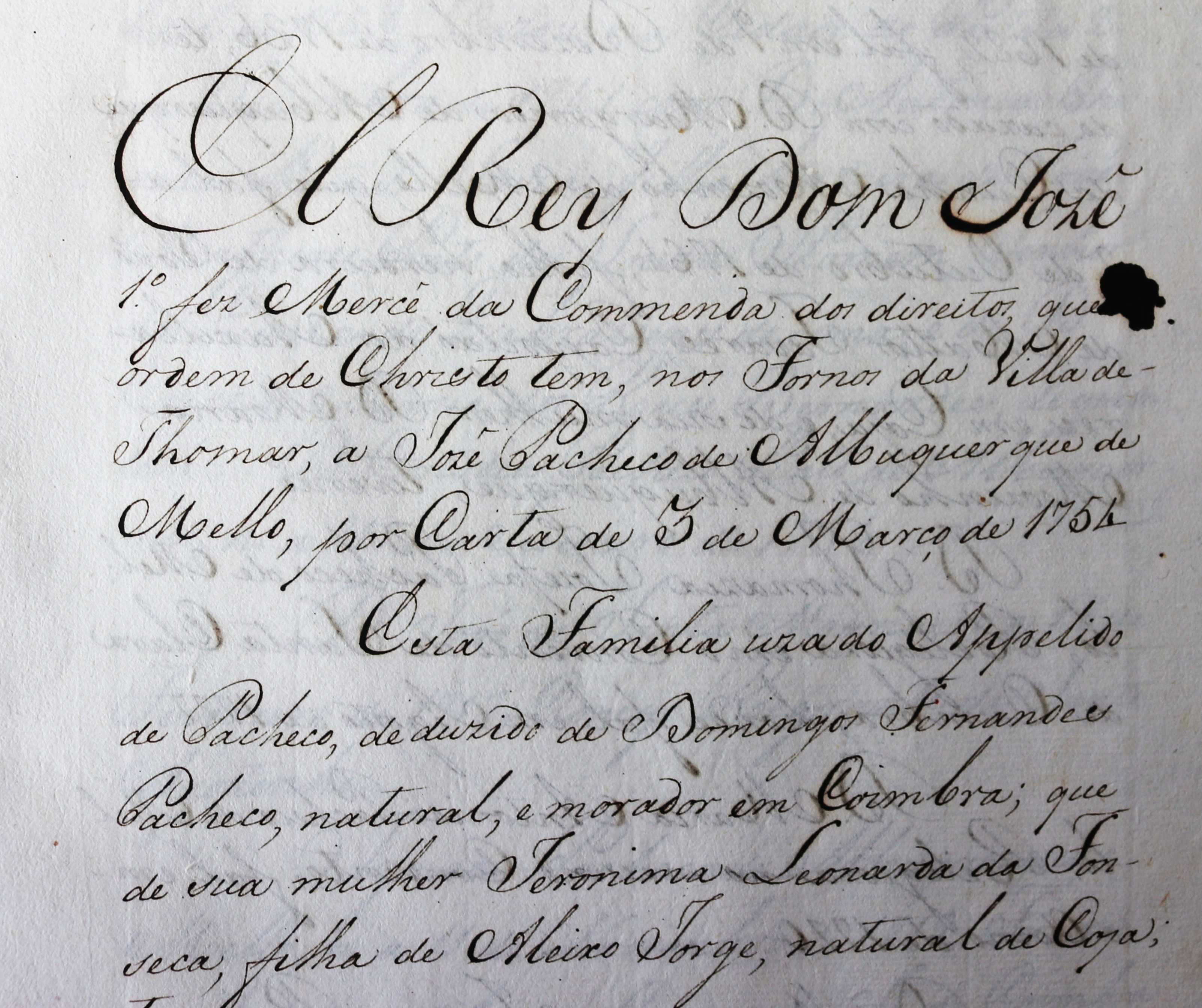 Comendadores dos Fornos de Tomar Ordem de Cristo 1754 Pacheco