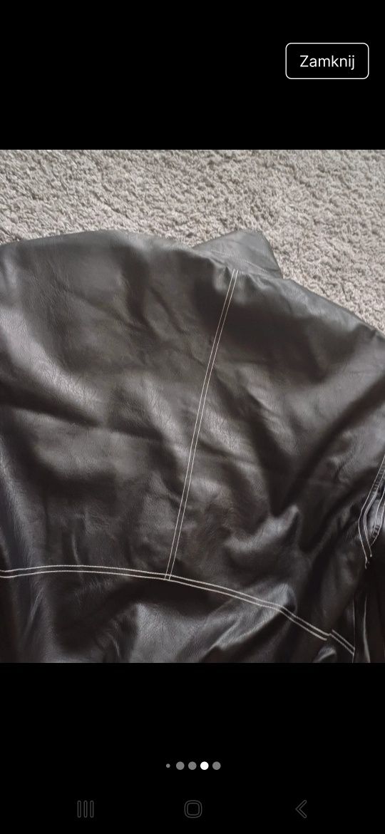 Czarna skórzana kurtka oversize vintage
