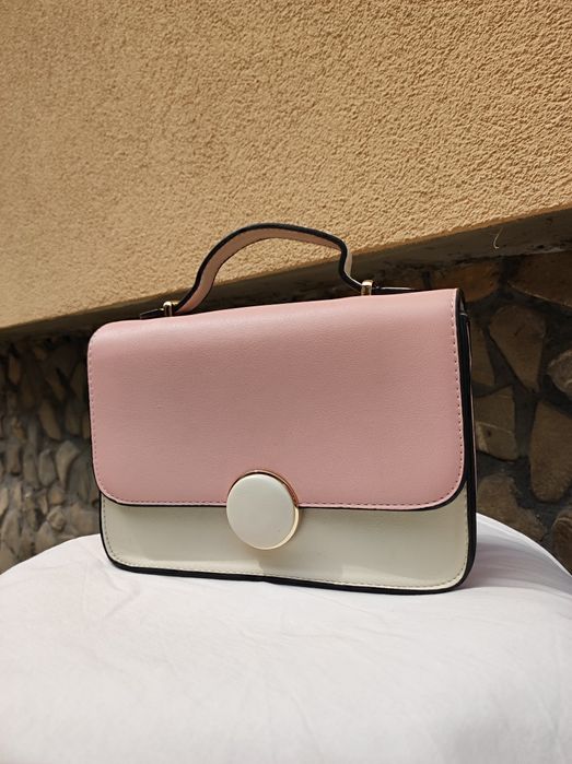 Рожево-біла жіноча сумка