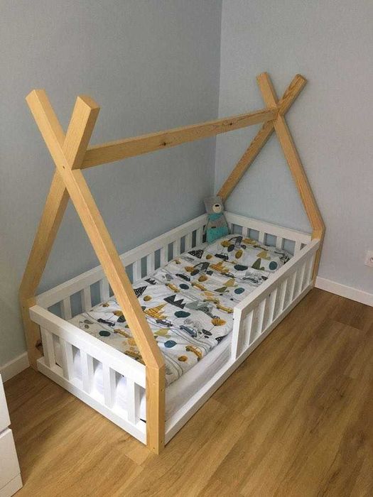 Łóżko skandynawskie dla dziecka, drewno, domek, tipi, namiot