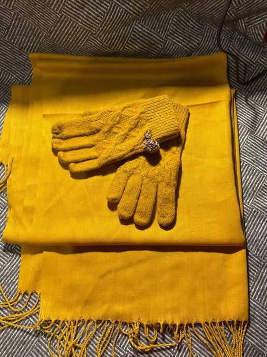 Шарф палантин перчатки кашемiровий шарф з рукавичками