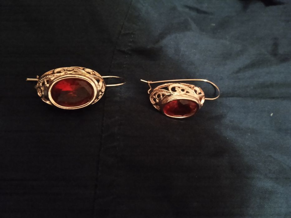 Серьги СССР с рубином
