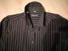 Elegancka czarna w paseczki koszula męska (jak nowa) r.40 L\176 cm