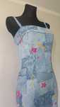Jeansowa sukienka Dopasowana Tuba Maxi Denim Jeans Kwiaty 32 XXS
