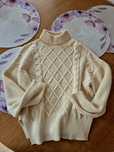 Śliczny sweter golf wytłaczane romby elegancki S/M
