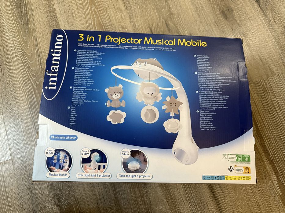 Infantino музыкальный мобиль на кроватку 3 в 1,ночник мобіль підсвітка