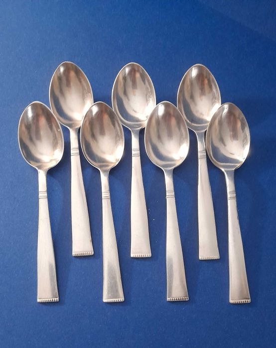 Antyk Art Deco Posrebrzane Łyżeczki Szwecja_1930_Plater 7 sztuk