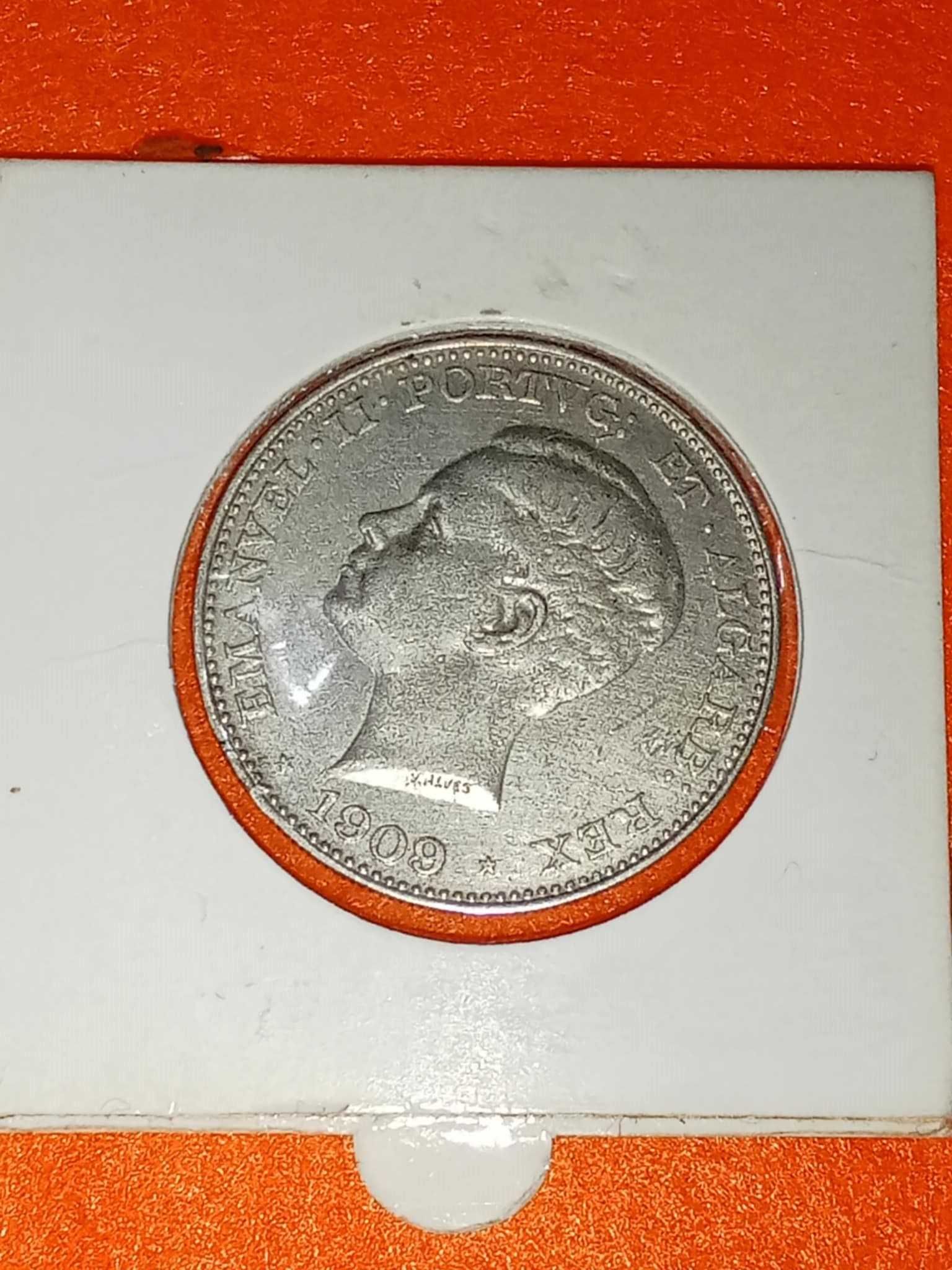 Rara Moeda Prata 500 Réis D. Manuel II 1909 Data Emendada