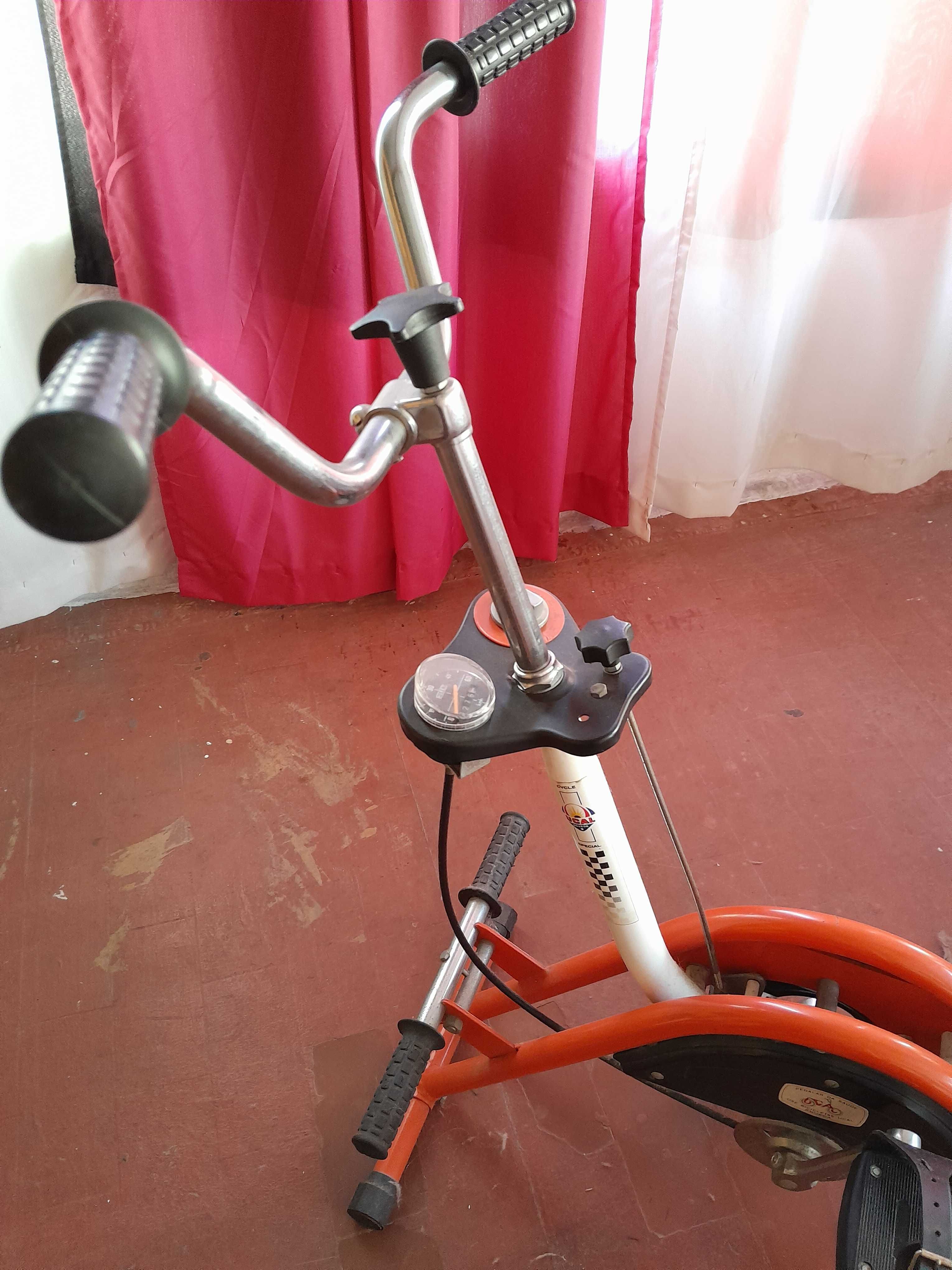 Bicicleta fixa para pernas e alongamento de coluna