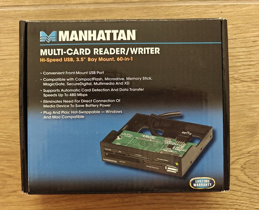 Czytnik kart pamięci montowany do zatoki 3,5 cala + przejściówka 5,25