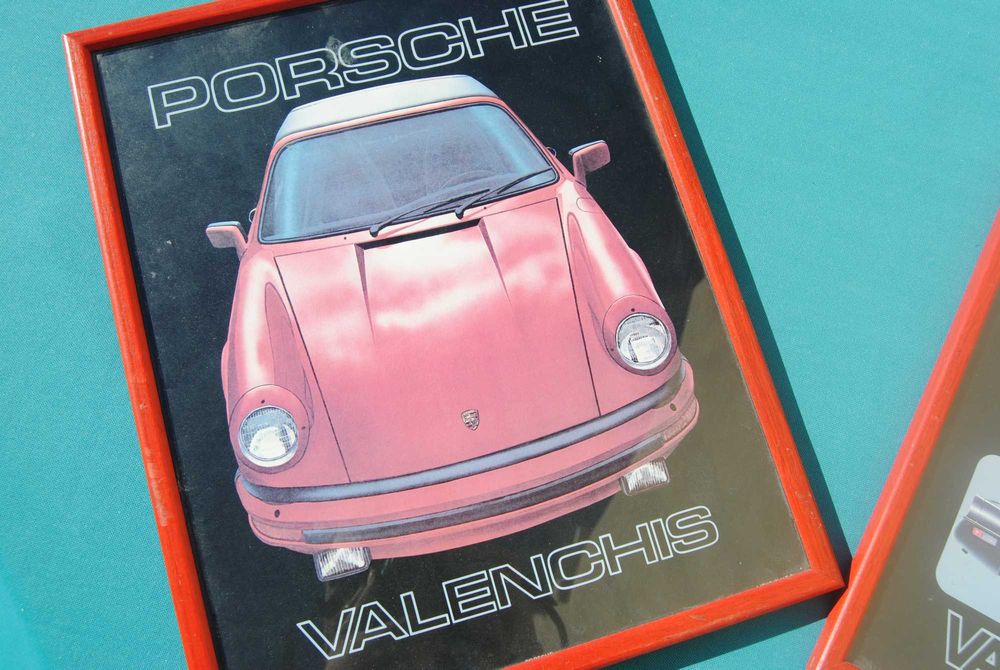2 quadros antigos Corvette e Porsches Valenchis