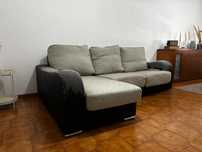 sofa chaise longue com 2 puffs