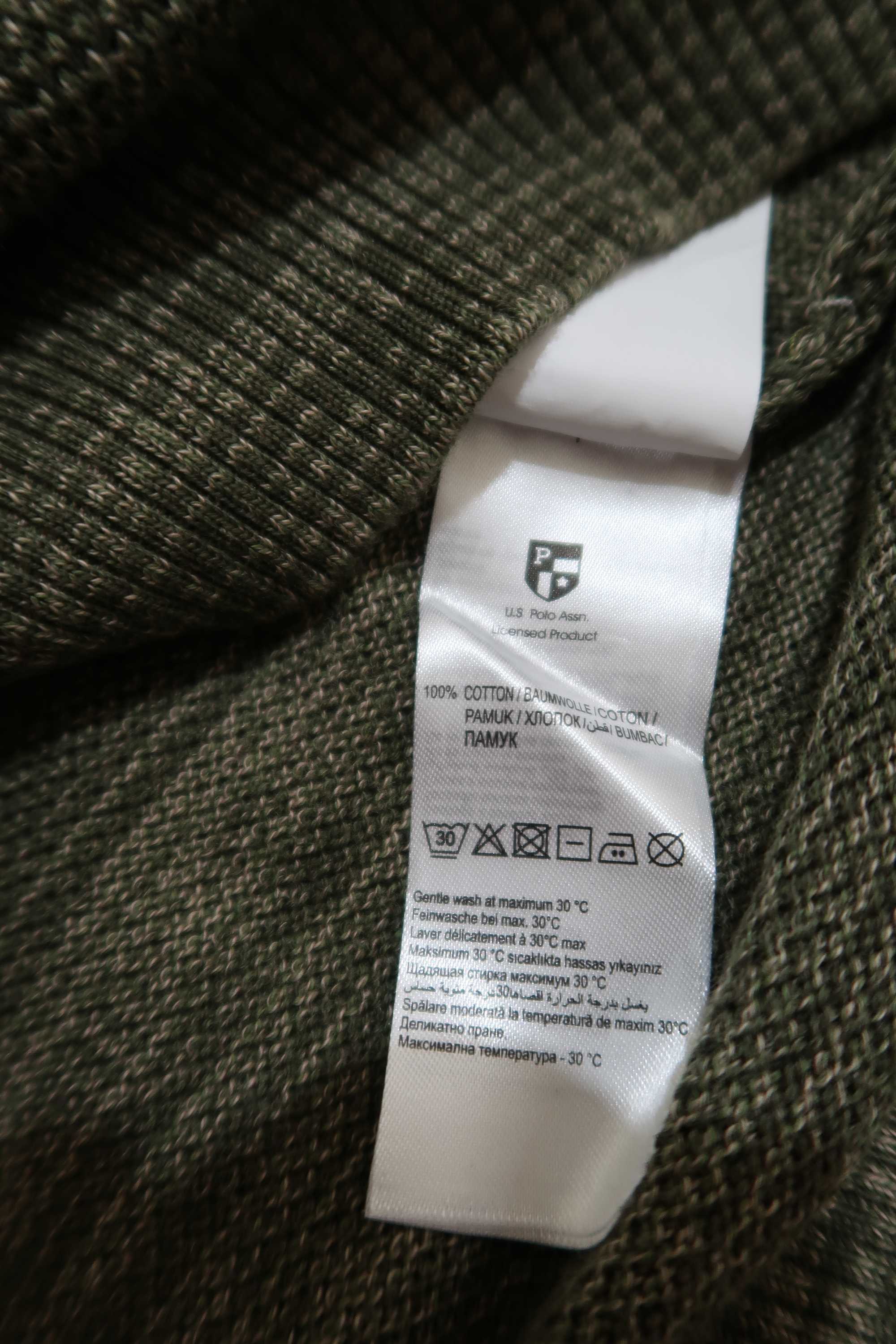 U.S. Polo Assn. zielony bawełniany sweter męski Rozmiar L