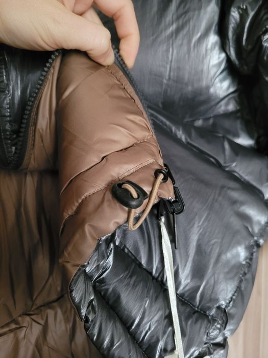 Zimowa dwustronna kurtka oversize M grafitowo beżowa nowa futerko