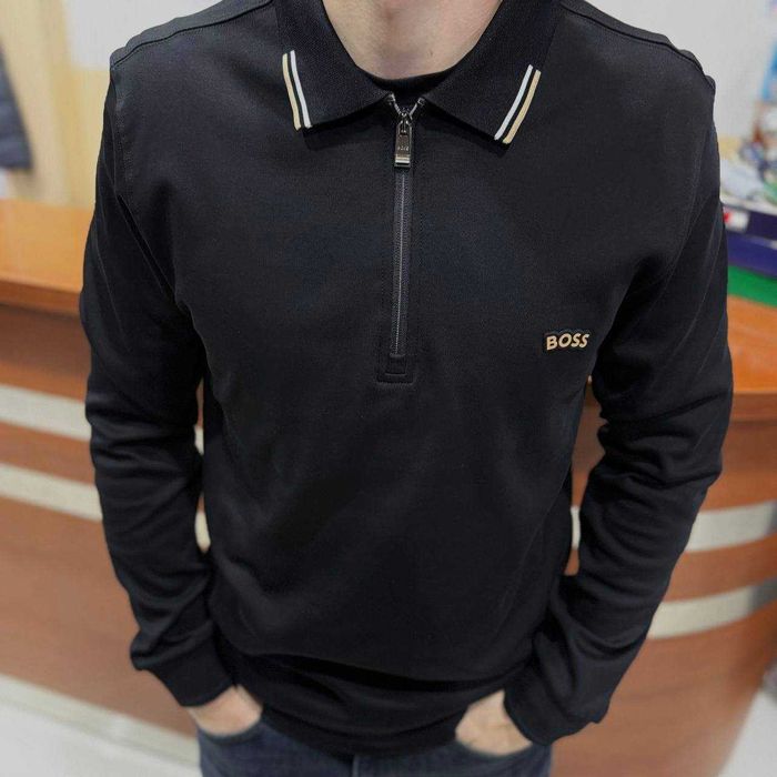 Чорний чоловічий світшот З Коміром Hugo Boss