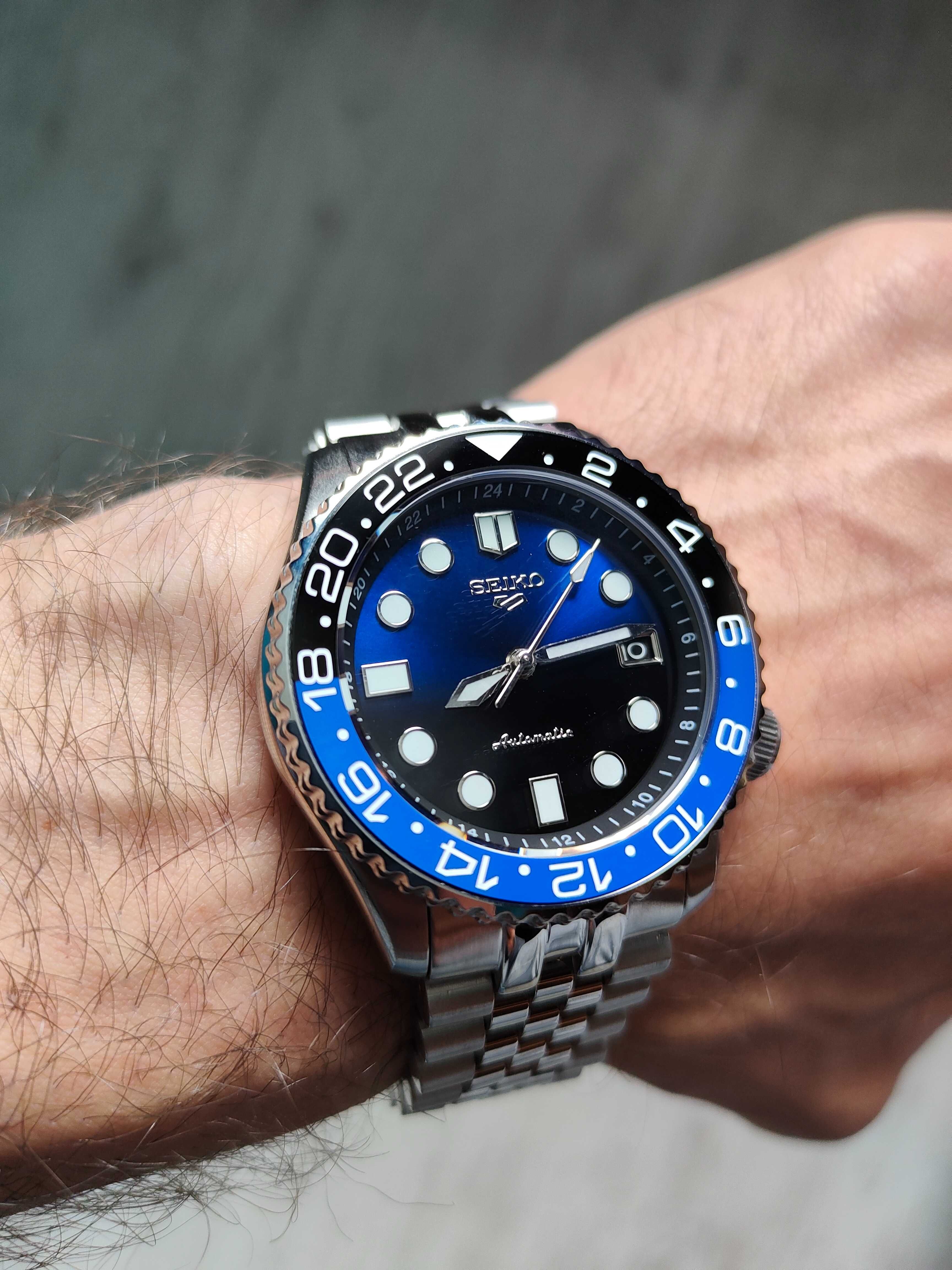 Seiko Custom Mod NH35 Seiko 5 Sports BATMAN Diver Automat Zegarek