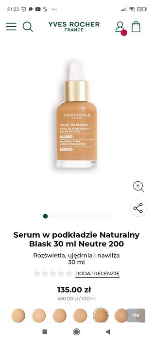 Yves Rocher NOWOŚĆ Serum w podkładzie Naturalny blask Neutre 200
