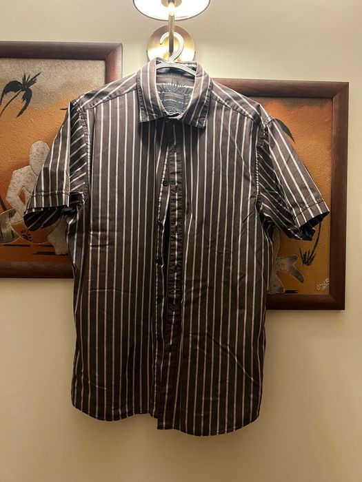 Camisa homem Slim Fit de meia manga, tamanho L