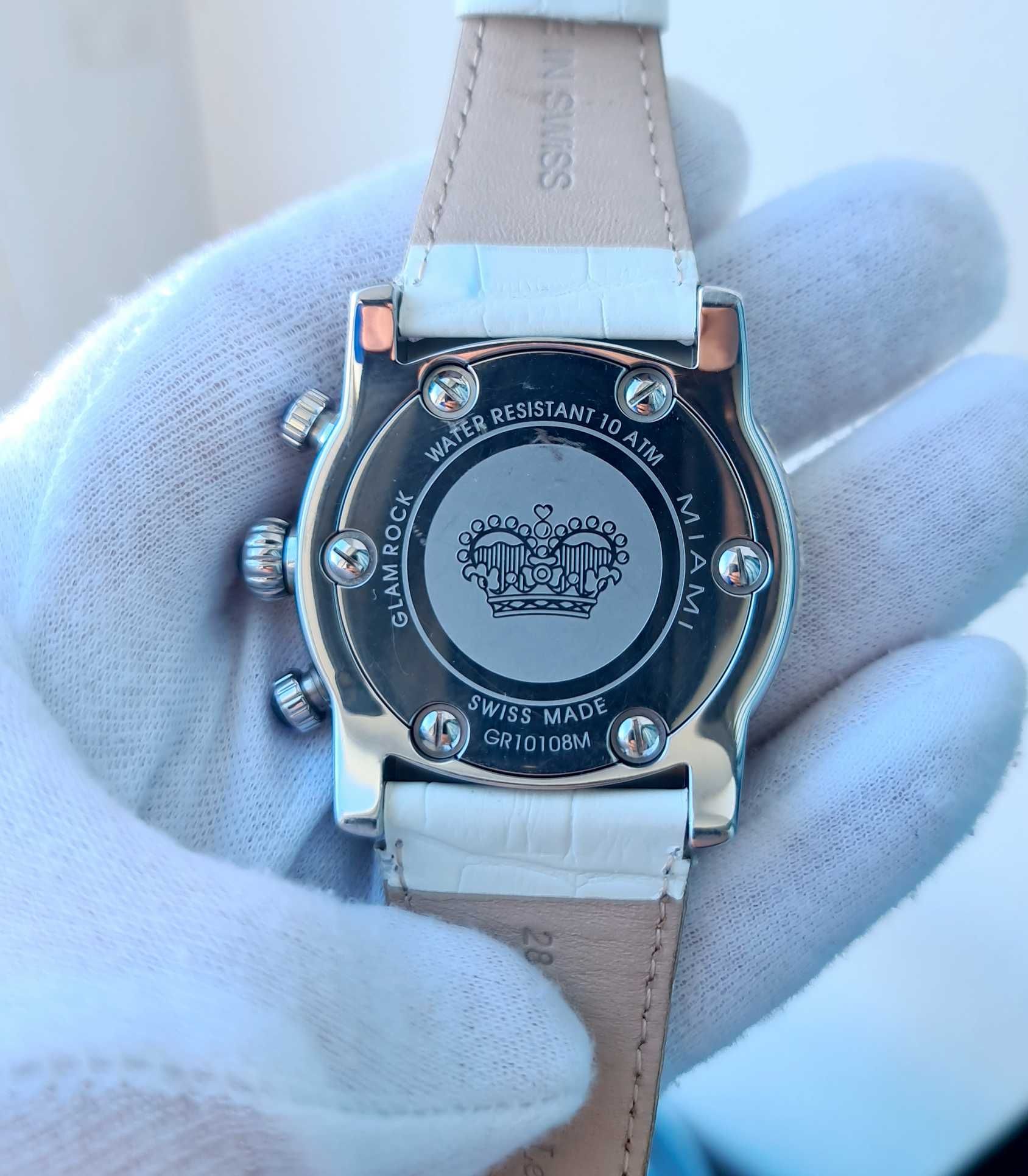 Жіночий годинник Glam Rock Miami GR10108M Swiss Made Diamonds 46 mm