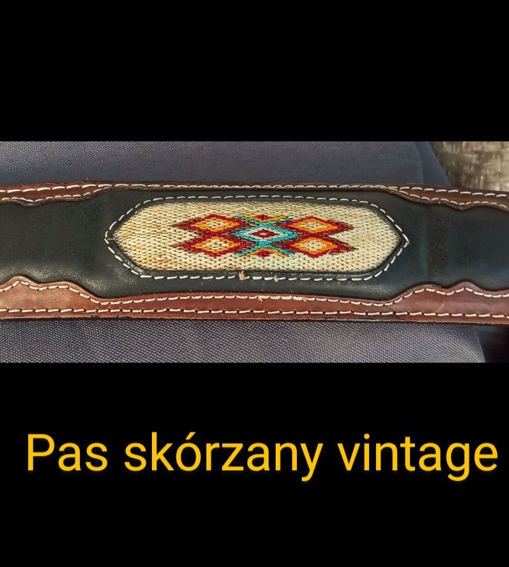 Pas skórzany pasek hippie vintage navajo