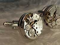 Mechaniczne spinki do mankietow (mechanizm zegarka) kolor srebrny